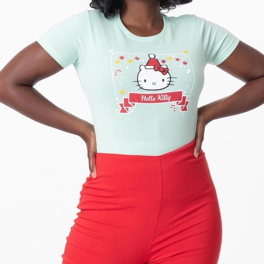 Hello Kitty x Unique Vintage NWOT Retro Santa Graphic Tee 2X Cotton Christmas